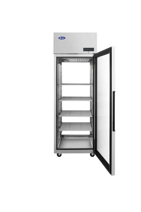ATOSA PLUS-R1-GS-R-PT Top Mount Compressor Pass Thru RIGHT Hinge FRONT Glass Doors Cooler