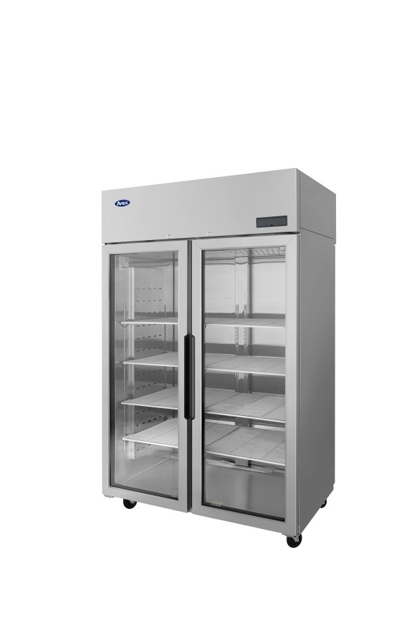 ATOSA PLUS-R2-GS-S-PT Top Mount Compressor Pass Thru Hinged FRONT Glass 2 Doors Cooler