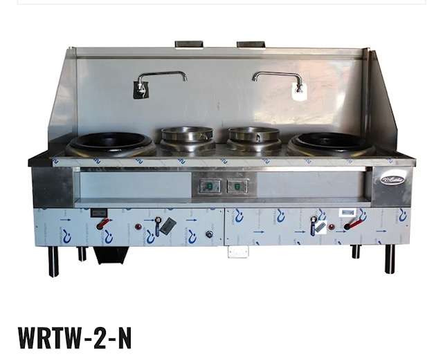 Cambo WRTW-2-N Chinese Turbo Wok Range Doulbe holes with two (2) rear pot(no burner)