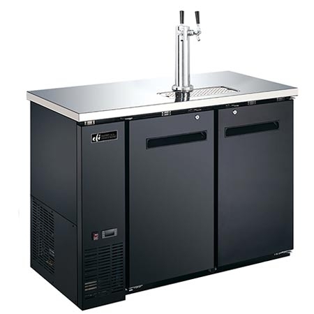 EFI CBBDD2-48CC 2 Keg Solid Door Black Exterior Steel Direct Draw Beer Dispenser with 2 Taps