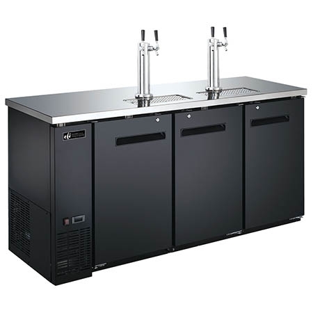 EFI CBBDD3-72CC 3 Kegs Solid Door Black Exterior Steel Direct Draw Beer Dispenser with 4 Taps