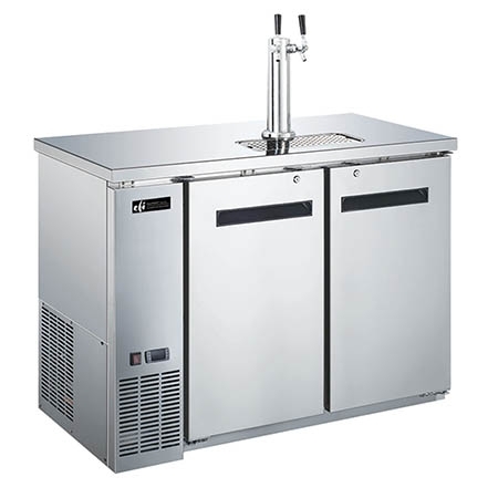 EFI CBBSDD2-48CC 2 Kegs Solid Door Stainless Steel Direct Draw Beer Dispenser with 2 Taps