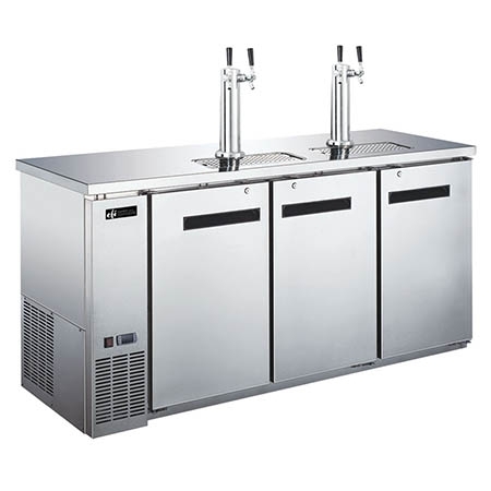 EFI CBBSDD3-72CC 3 Kegs Solid Doors Stainless Steel Direct Draw Beer Dispenser with 4 Taps