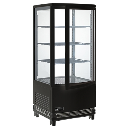 EFI CGSM-1738-B 17" Black Square Glass Refrigerated Display Case 4 Sides Glass