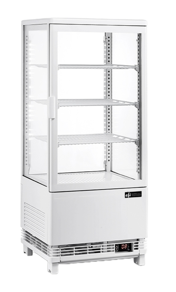 EFI CGSM-1738-W 17" White Square Glass Refrigerated Display Case 4 Sides Glass