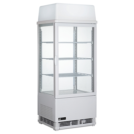 EFI CGSM-1738-W-L 17" Black Square Glass Refrigerated Display Case 4 Sides Glass with Top Light Box