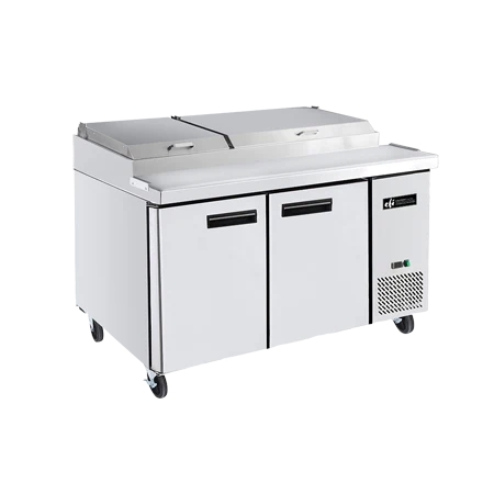 EFI CPDR2-67VC 67" Hinge Solid Stainless Steel 2 Doors Pizza Prep Cooler