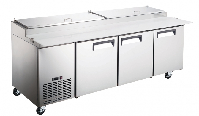 EFI CPDR3-93VCX 93" Hinge Solid Stainless Steel 3 Doors Pizza Prep Cooler