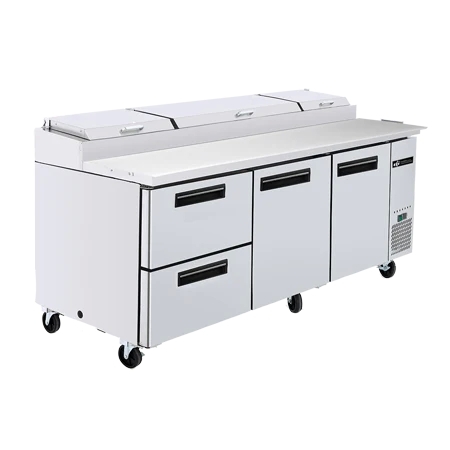 EFI CPDW2-93VC 93" Hinge Solid Stainless Steel 2 Drawers & 2 Hinged Solid Doors Pizza Prep Cooler