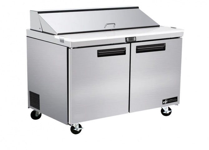 EFI CSDR2-36VC 36" Stainless Steel Hinged Solid 2 Doors Prep Cooler Salad / Sandwich Table