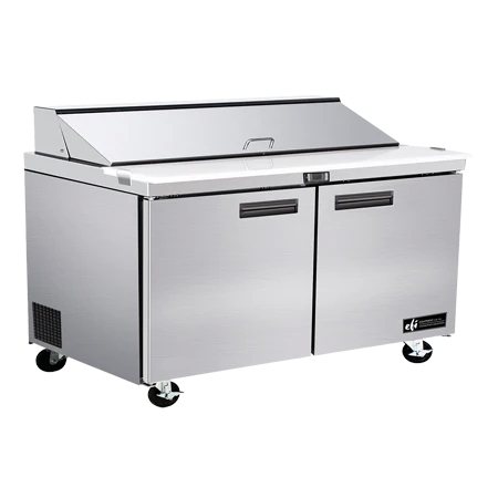 EFI CSDR2-60VC 60" Stainless Steel Hinged Solid 2 Doors Prep Cooler Salad / Sandwich Table