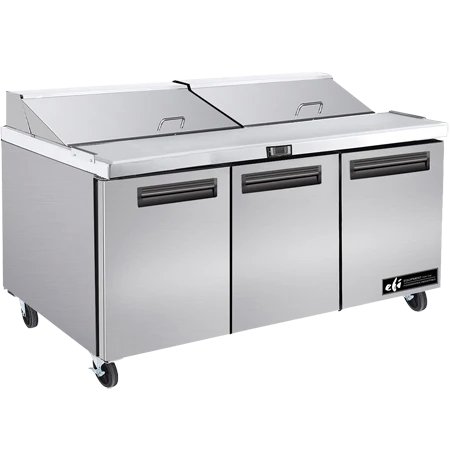 EFI CSDR3-72VC 72" Stainless Steel Hinged Solid 3 Doors Prep Cooler Salad / Sandwich Table
