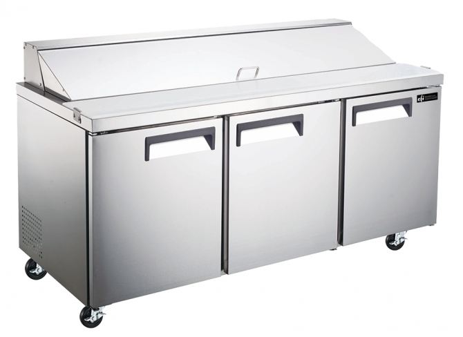EFI CSDR3-72VCX 72" Stainless Steel Hinged Solid 3 Doors Prep Cooler Salad / Sandwich Table