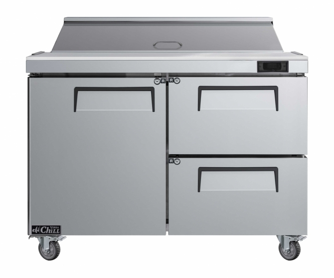 EFI CSDW2-48VC 48" Stainless Steel 2 Drawer wtih 1 Left Hinged Solid Door Prep Cooler Salad Table / Sandwich Table