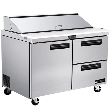 EFI CSDW2-60VC 60" Stainless Steel 2 Drawer wtih 1 Left Hinged Solid Door Prep Cooler Salad Table / Sandwich Table