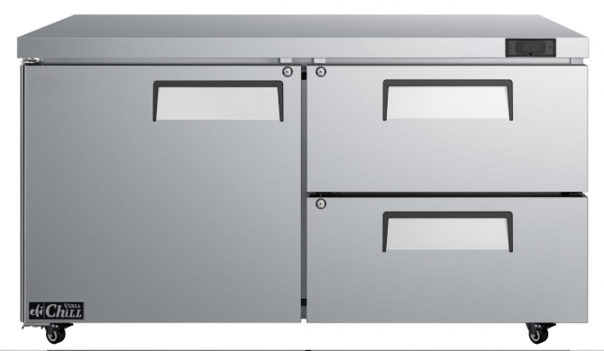 EFI CUDW2-60VC 60" 2-Drawers with 1 Door Left Hinged Solid Stainless Steel Undercounter Cooler