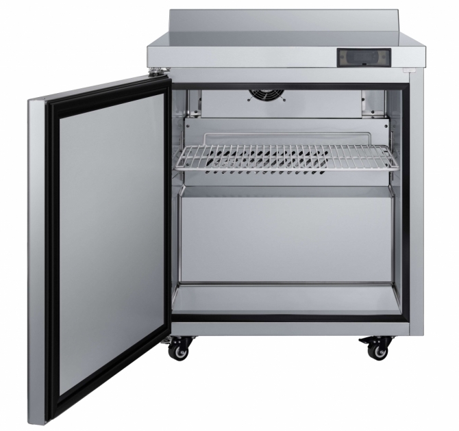 EFI CWDR1-27VC-L 27" Stainless Steel Left Hinged Solid 1 Door Worktop Cooler with Backsplash