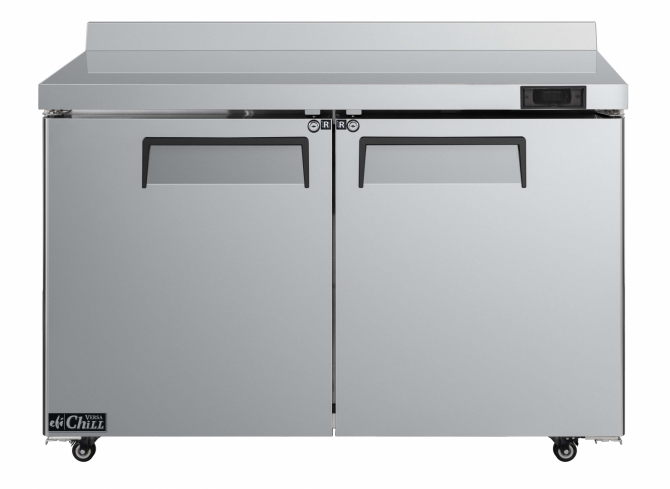 EFI CWDR2-48VC 48" Stainless Steel Hinged Solid 2 Doors Worktop Cooler with Backsplash