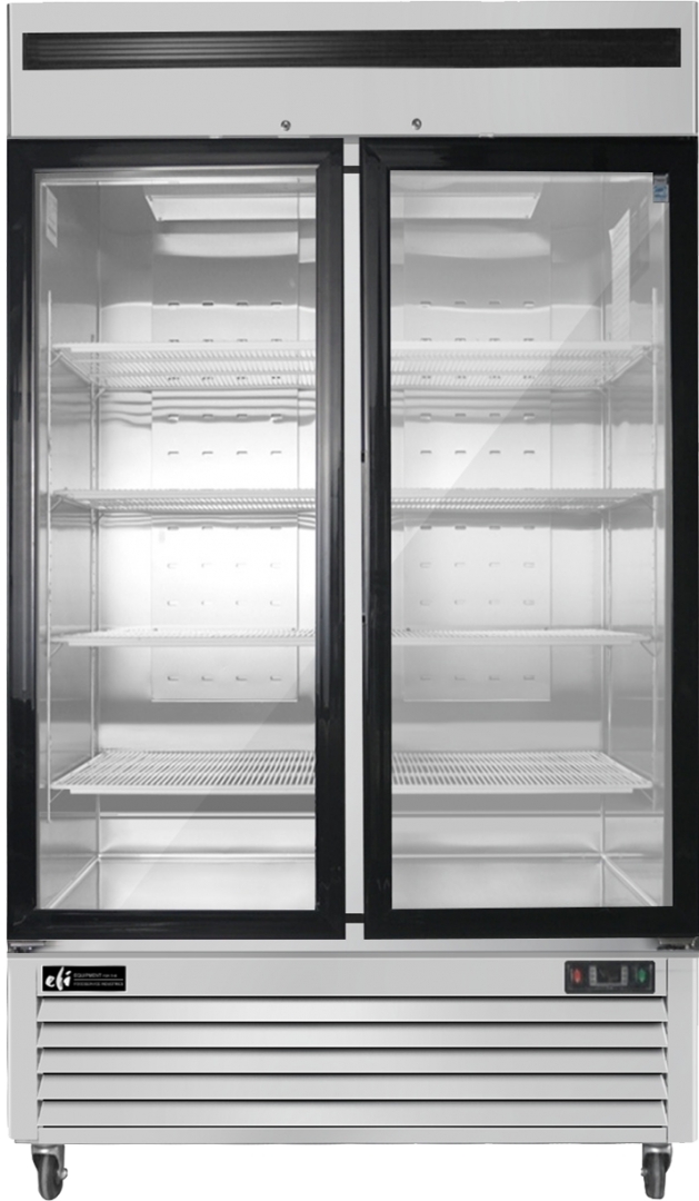 EFI F2-39GDSVC 39.5" Stainless Steel Hinged Glass 2-Doors Reach In Freezer Bottom Mount