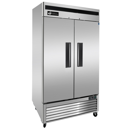 EFI F2-39VC 39.5" Stainless Steel Hinged Solid 2-Doors Reach In Freezer Bottom Mount