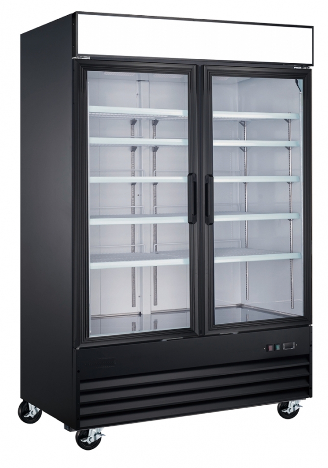 EFI F2-54GDVCX 54" Black Exterior Steel Hinged Glass 2-Doors Reach In Freezer Bottom Mount