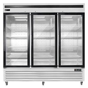 EFI F3-82GDSVC 82" Stainless Steel Hinged Glass 3 Doors Reach In Freezer Bottom Mount