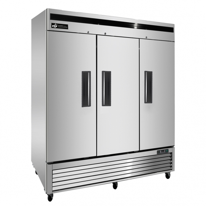 EFI F3-82VC 82" Stainless Steel Hinged Solid 3 Doors Reach In Freezer Bottom Mount