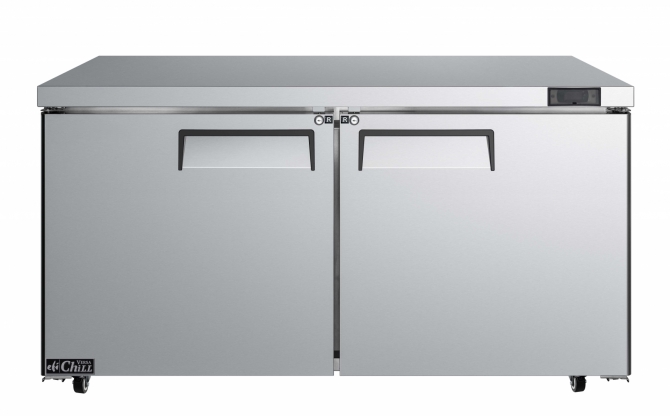 EFI FUDR2-60VC 60" Stainless Steel Hinged Solid 2 Doors Undercounter Freezer