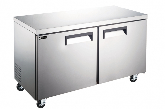 EFI FUDR2-60VCX 60" Stainless Steel Hinged Solid 2 Doors Undercounter Freezer