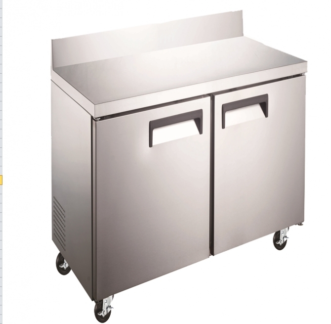 EFI FWDR2-36VCX 36" Stainless Steel Hinged Solid 2 Doors Worktop Freezer with Backsplash