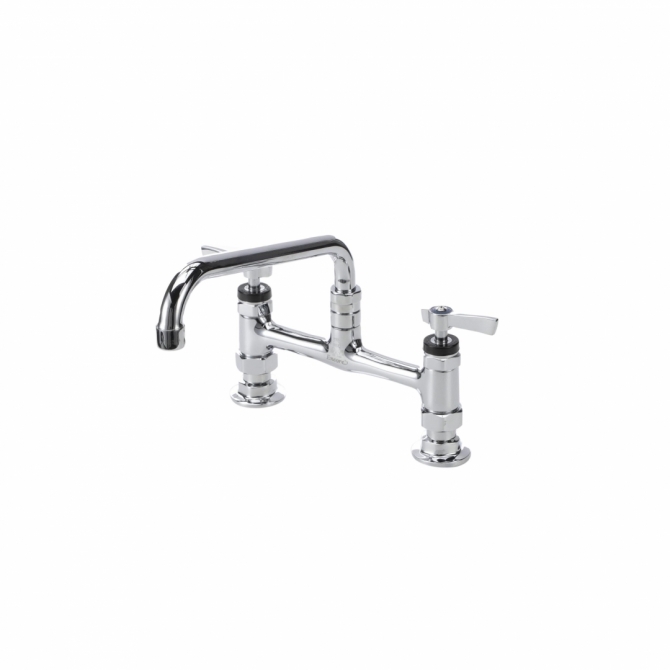Encore® KL61-8012-SE1Z Brass Chrome Plated 8" OC Deck Mount Faucet with 12" Swivel Spout