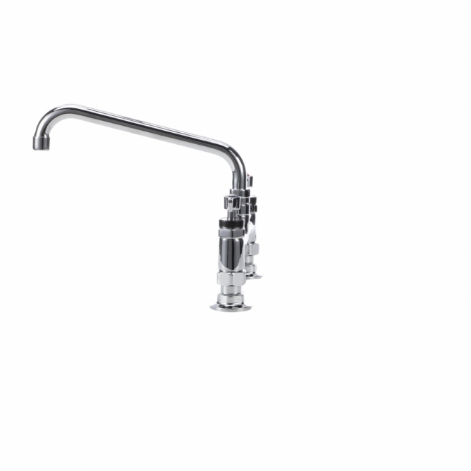Encore® KL61-8012-SE1Z Brass Chrome Plated 8" OC Deck Mount Faucet with 12" Swivel Spout