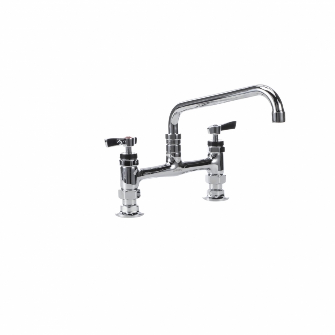 Encore® KL61-8012-SE1Z Brass Chrome Plated 8" OC Deck Mount Faucet with 12" Swivel Spout