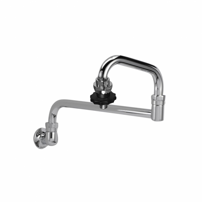 Encore® KL72-9018-SV1 Wall Mount Wok Spout Base with 18” Double Jointed Swivel Spout and Shut Off Valve