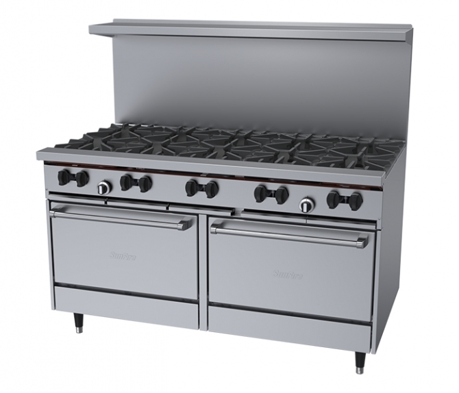 Garland X60-10RR 60" Sunfire Restaurant Range with Ten Burners and Two (2) Standard Gas Oven