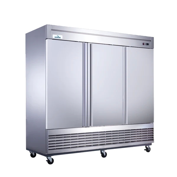 Glacier 82" Bottom mount solid stainless steel 3-Door reach-In Cooler GR-3