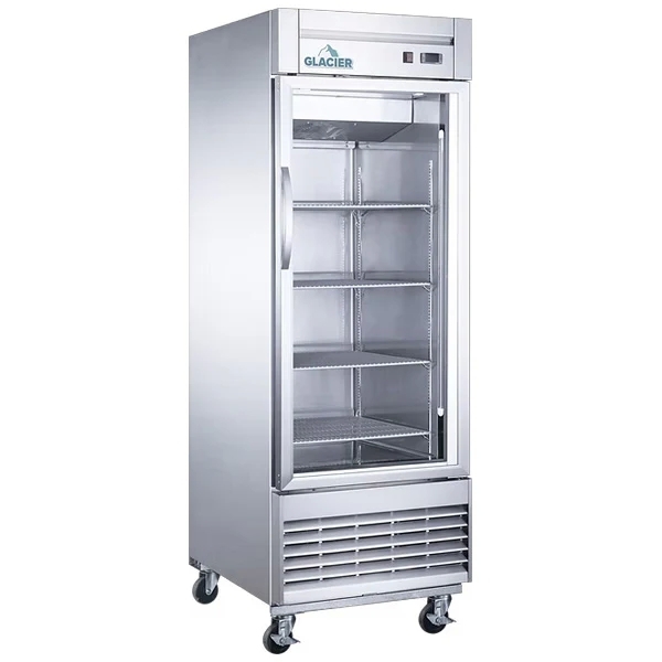 Glacier GF-1G 27" Stainless Steel Right Hinged Glass 1 Door Freezer 
