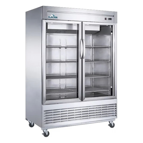 Glacier GF-2G 55" Stainless Steel Hinged Glass 2 Doors Freezer 