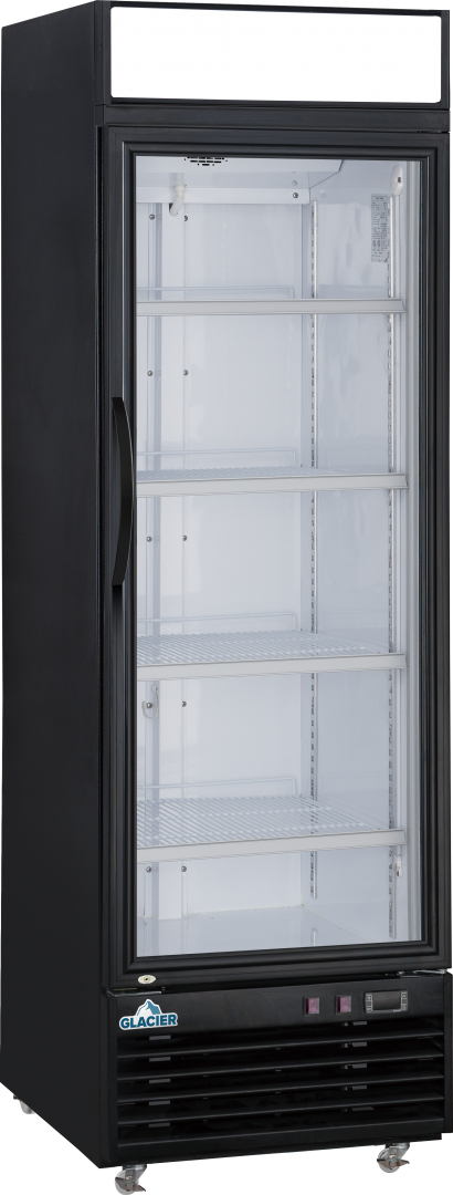 Glacier GM-1F 27" Black Exterior Right Hinged Glass 1 Door Freezer 