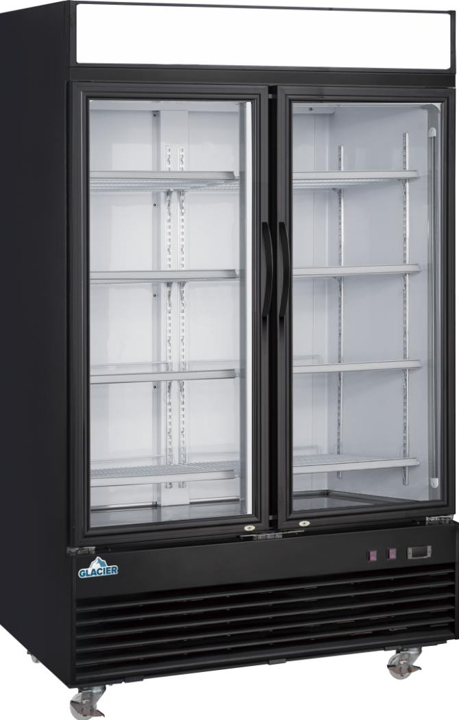 Glacier GM-2F 47" Black Exterior Hinged Glass 2 Doors Freezer 