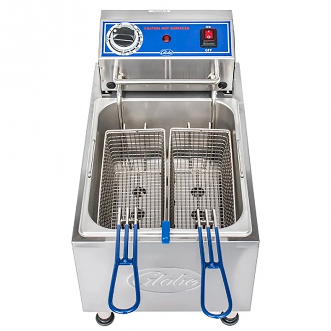 Globe PF10E-C Electric Counter Top Single Well Deep Fryer 120V 10Lbs Total Capacity