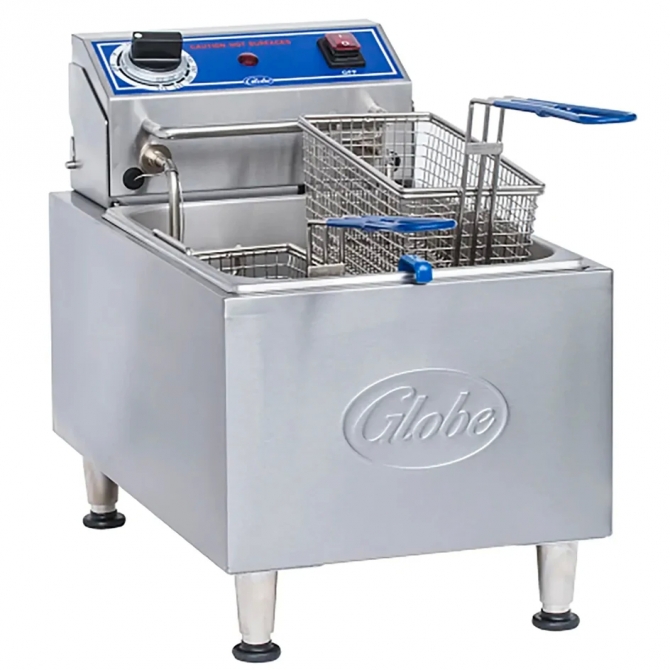 Globe PF10E-C Electric Counter Top Single Well Deep Fryer 120V 10Lbs Total Capacity