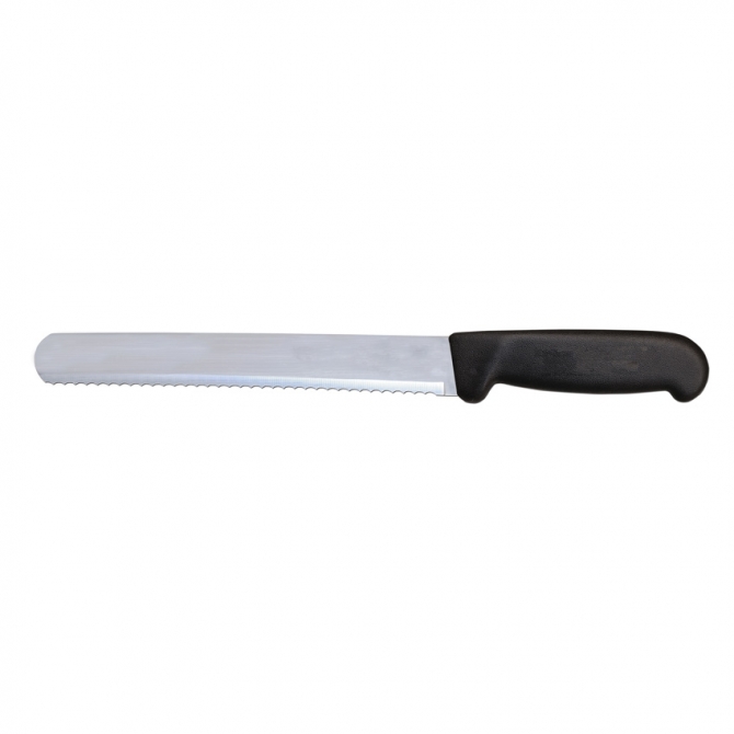 Omcan 12644 10" Slicer Straight Serrated Knife / Bread Knife with Black Polypropylene Handle