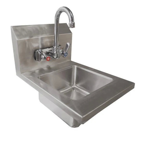 Omcan 12" x 16" Stainless steel wall mounted hand Sink with 4" Gooseneck Faucet - 9"x 9" x 5" Bowl - 46507