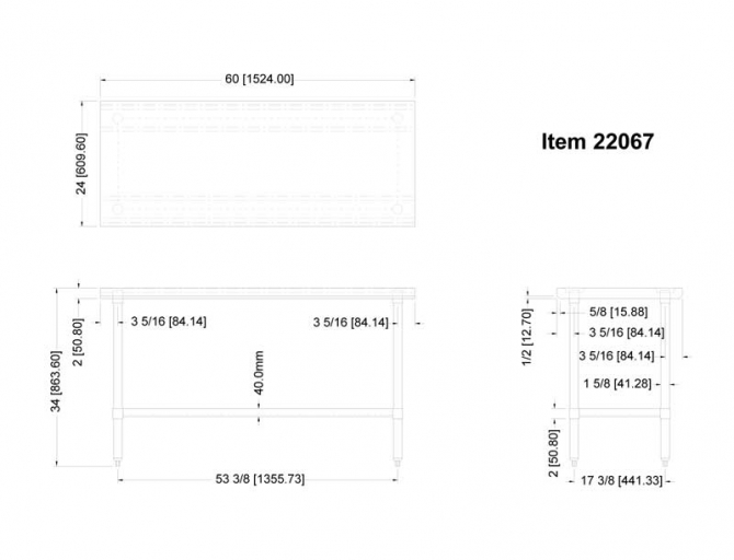 Omcan 22067 24"x60"x35"H Stainless Steel Work Table 
