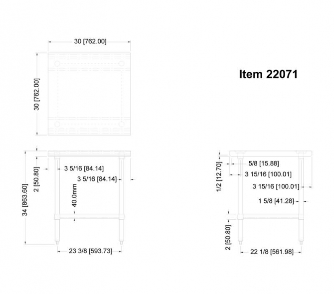 Omcan 22071 30"x30"x35"H Stainless Steel Work Table 
