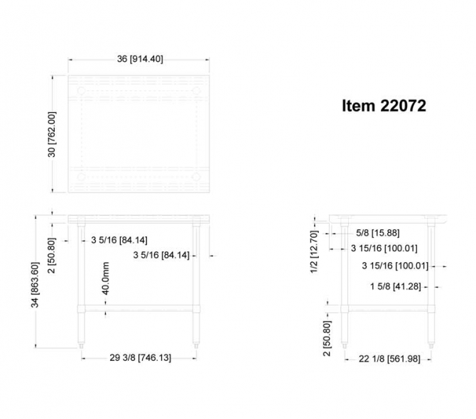 Omcan 22072 30"x36"x35"H Stainless Steel Work Table 