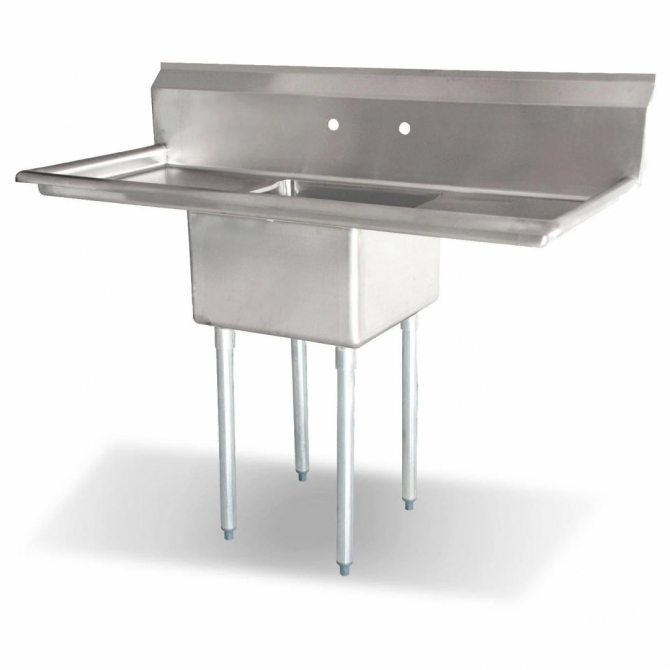Omcan 25255 One Tub Sink Stainless Steel  with 1.8" Corner Drain with LEFT and RIGHT Drainboard