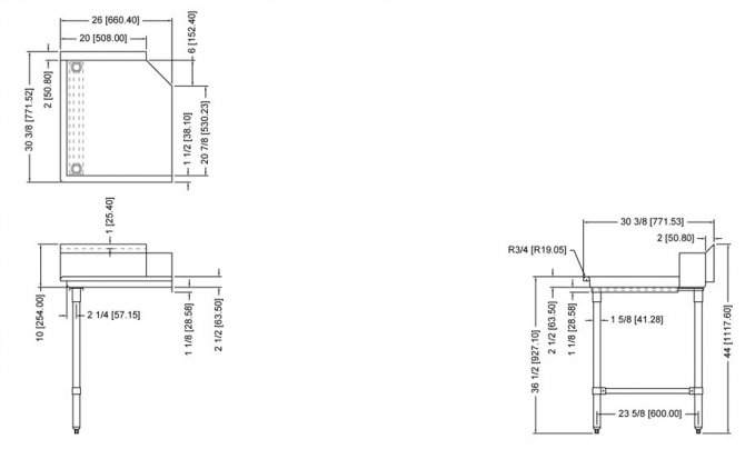 Omcan 28472 26" Left side stainless steel clean dish table 