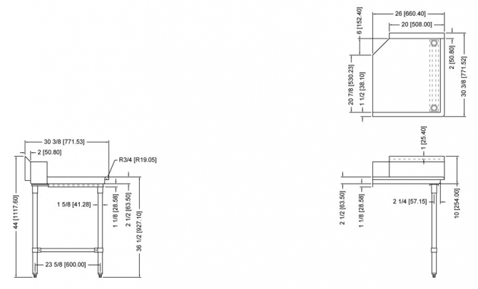 Omcan 28473 26" Right side stainless steel clean dish table 